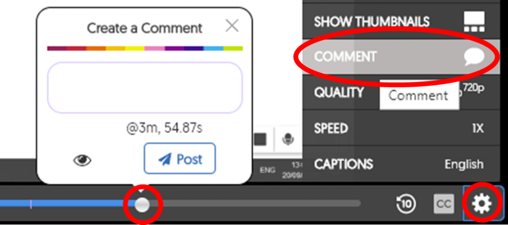 screen image of the commenting tool in the ReCap player
