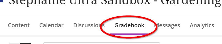 screen image showing the gradebook link in Blackboard Ultra