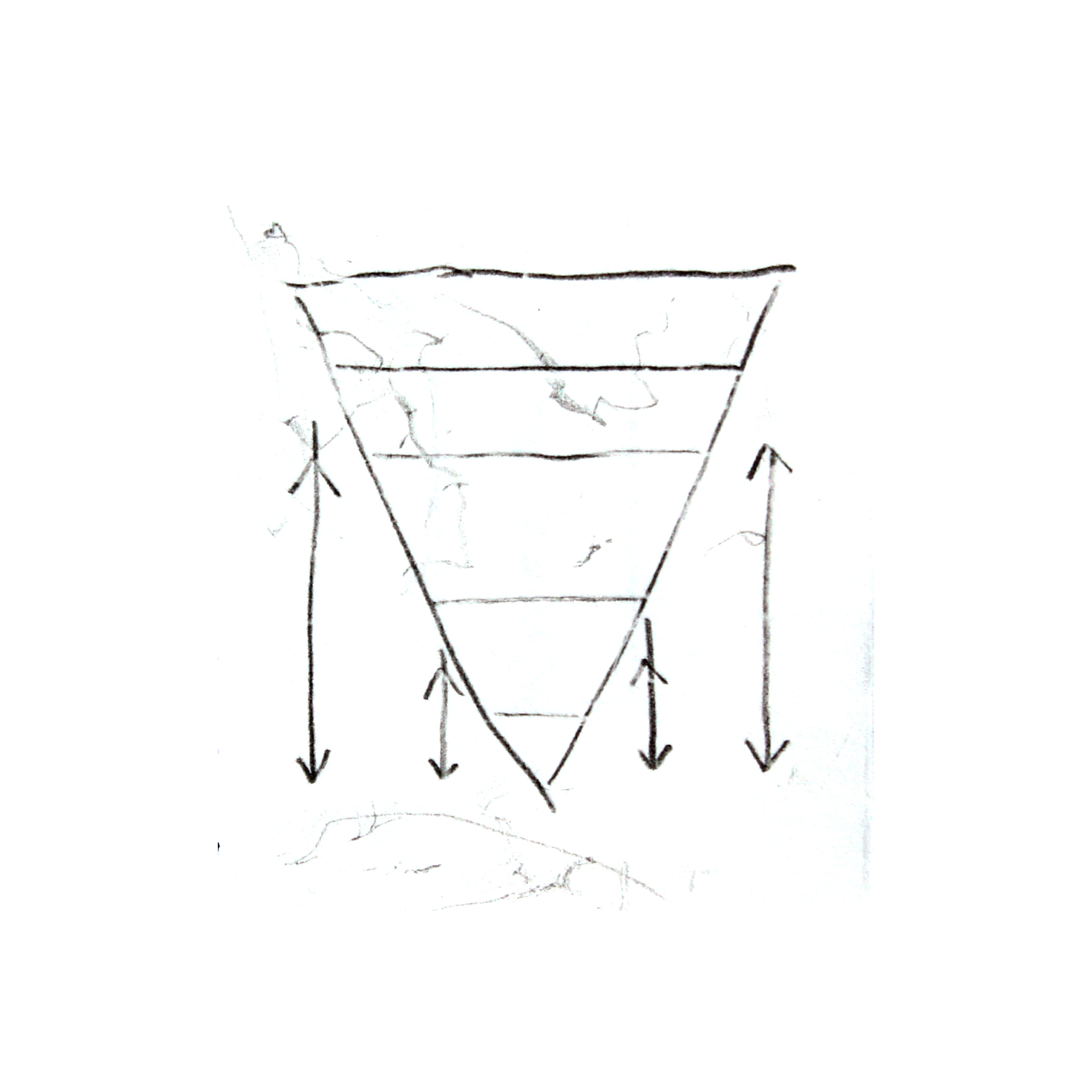Drawing of an inverted triangle diagram by Jo Townshend